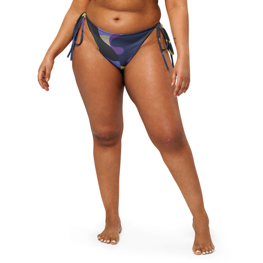 Purple Camo All-over print recycled string bikini bottom