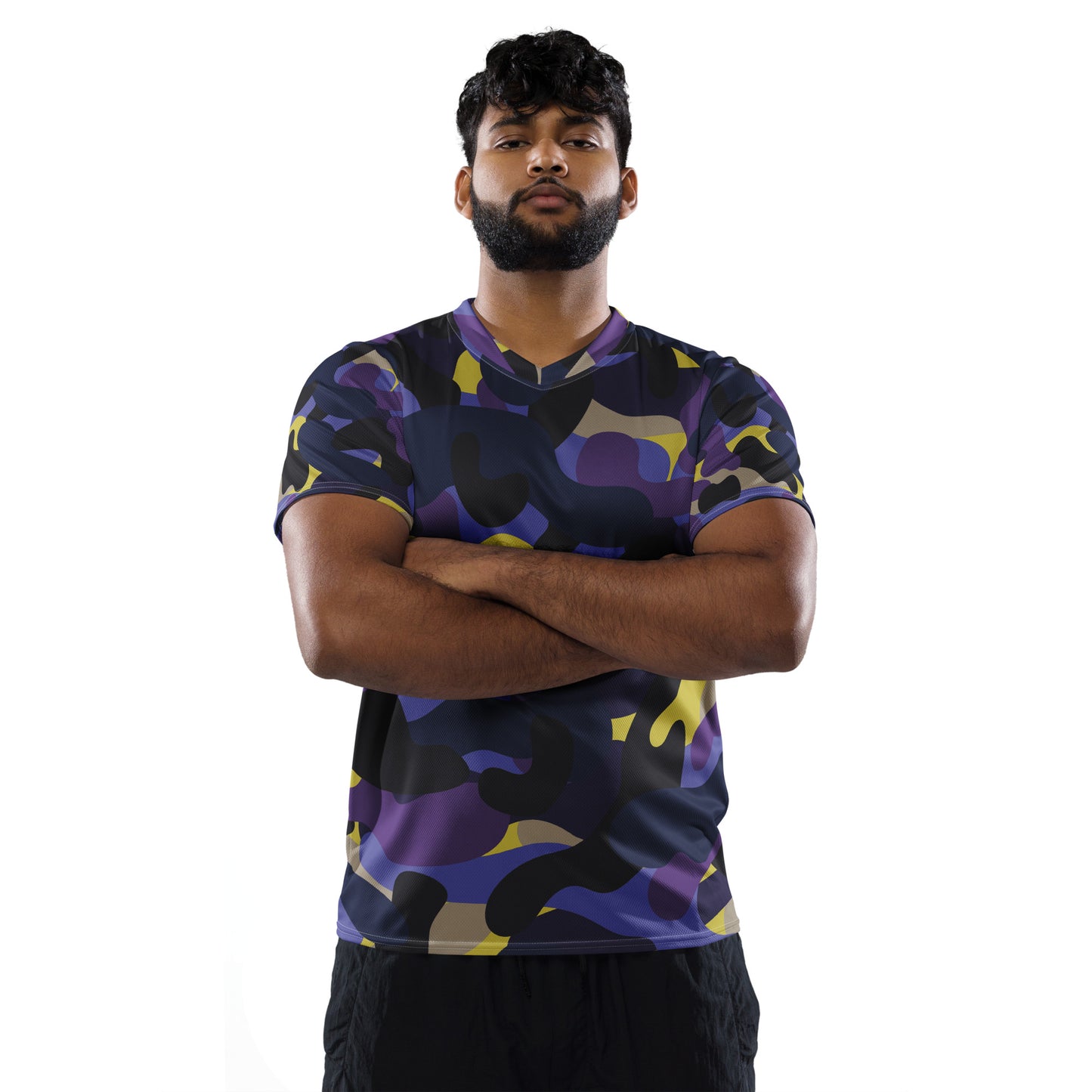 Purple Camo Recycled unisex sports jersey