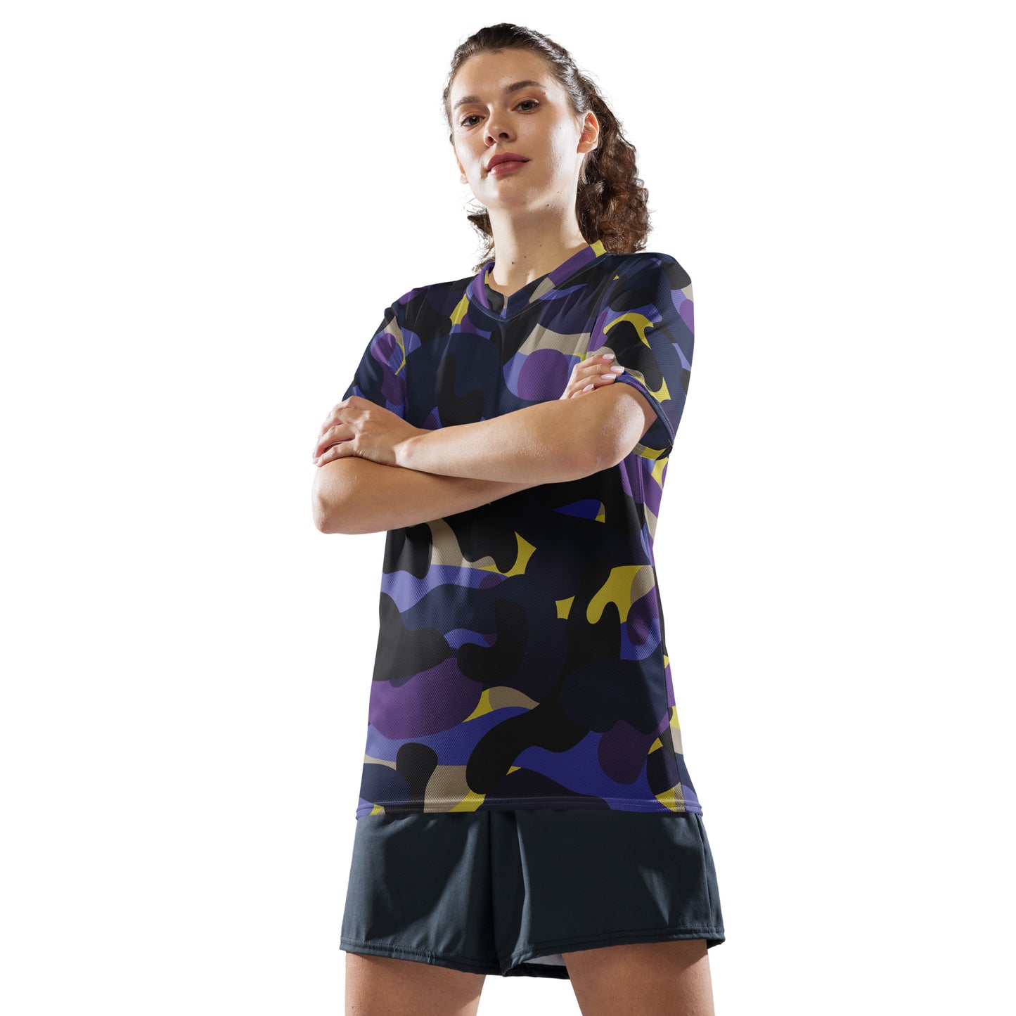 Purple Camo Recycled unisex sports jersey