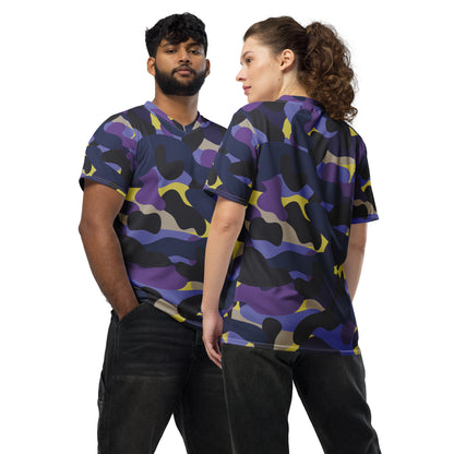 Purple Camo Recycled unisex sports jersey