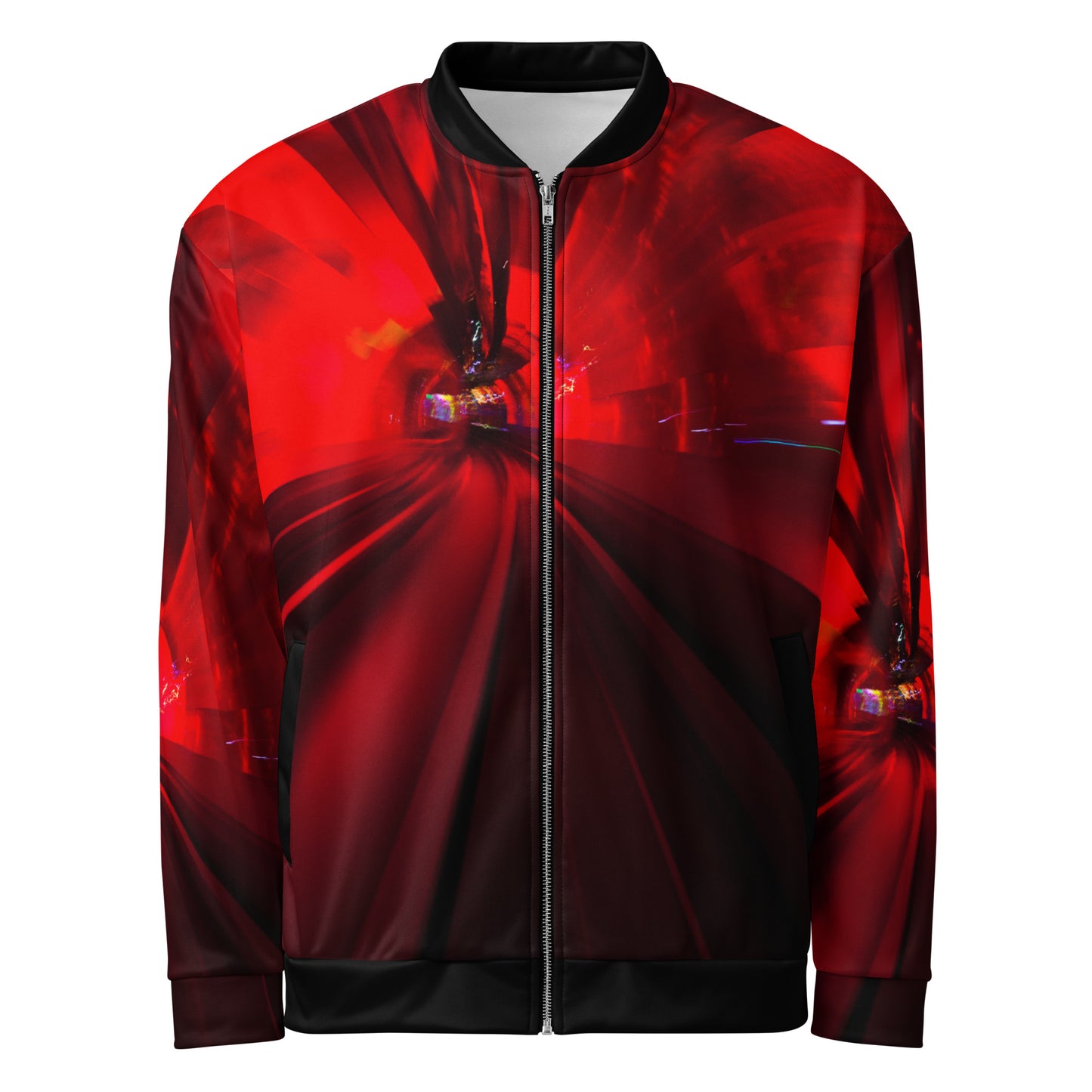 Crimson Red Unisex Bomber Jacket