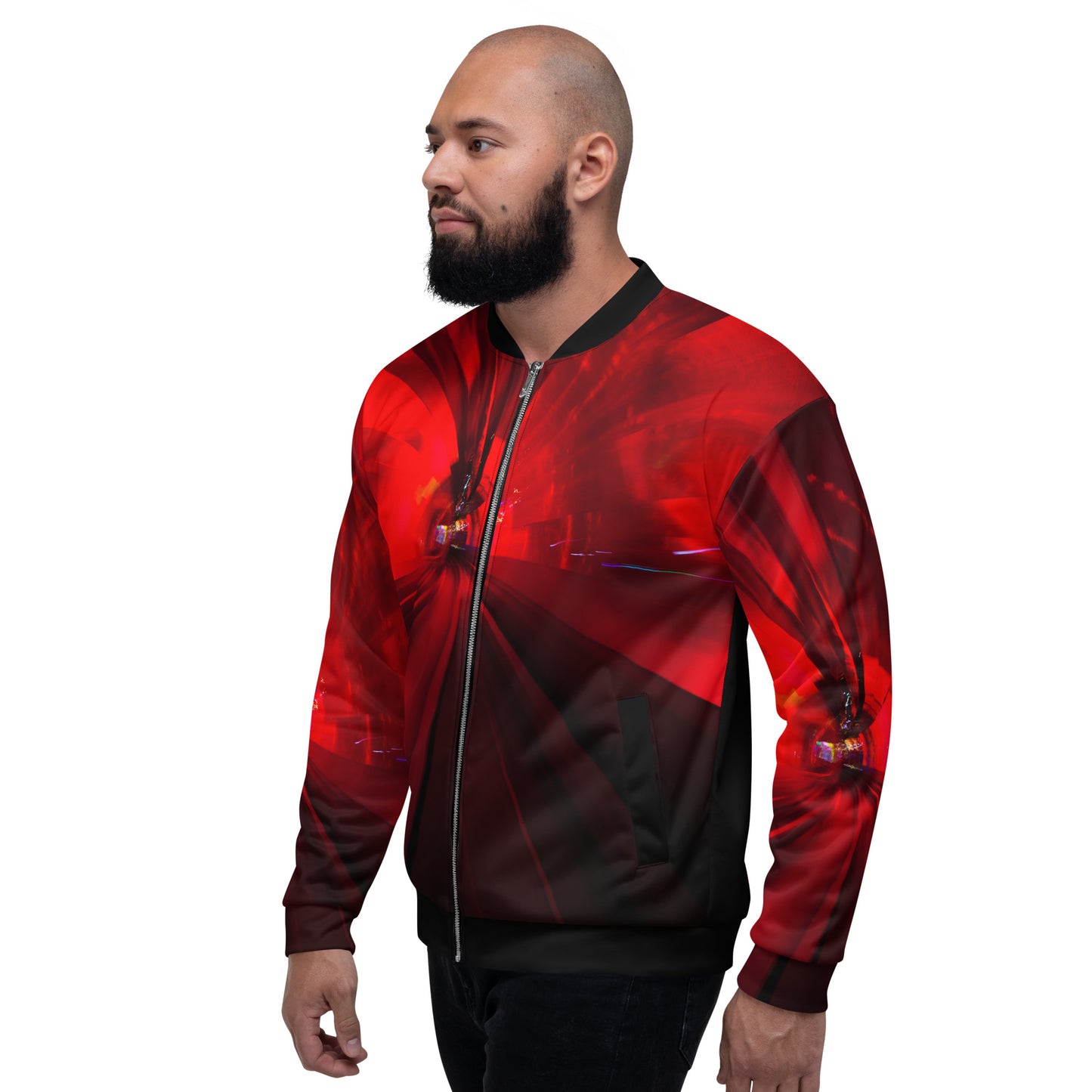 Crimson Red Unisex Bomber Jacket