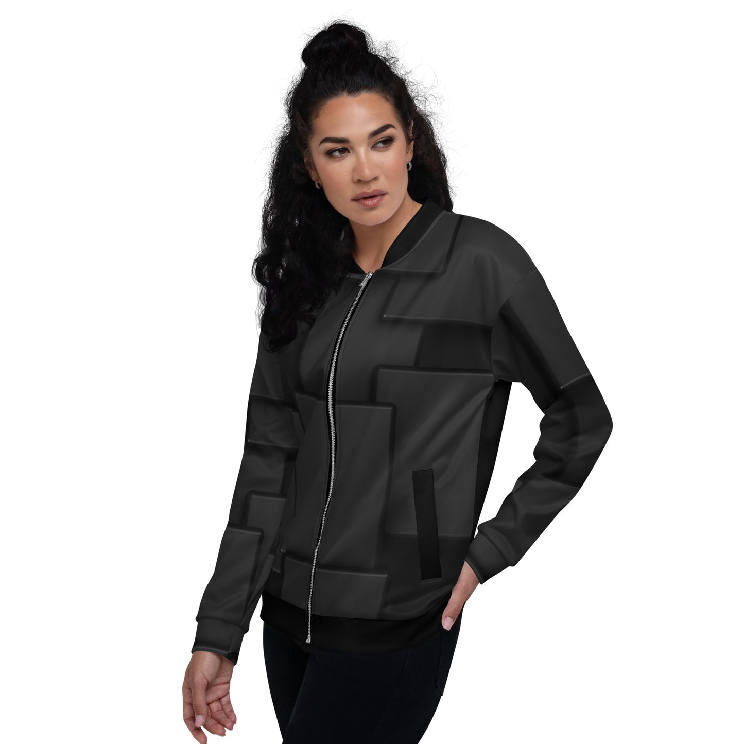 Black Square Unisex Bomber Jacket