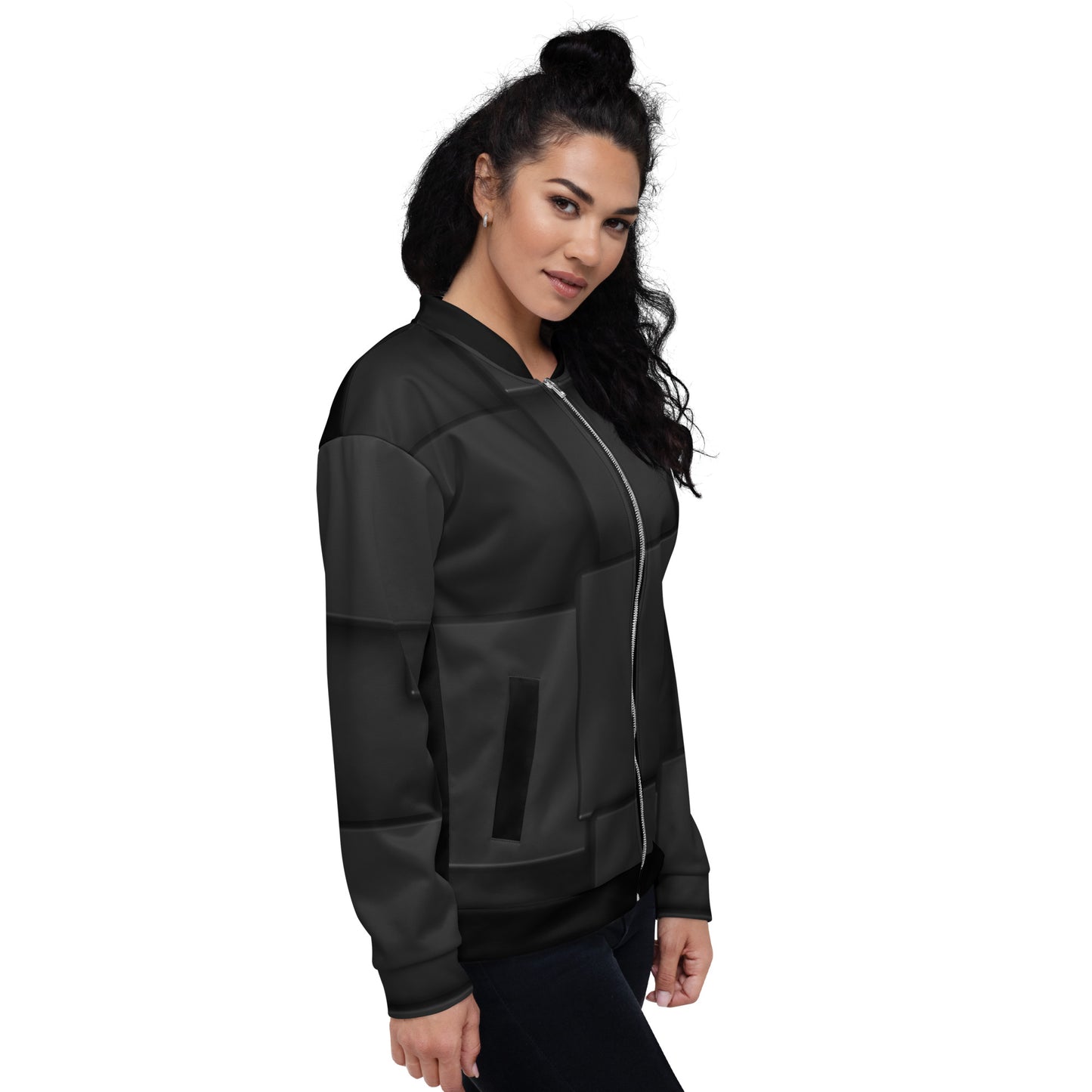 Black Square Unisex Bomber Jacket