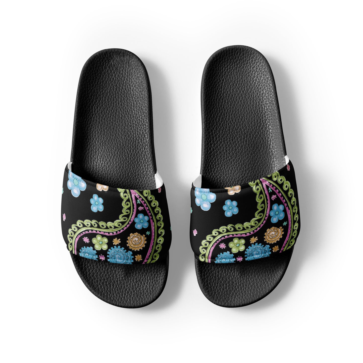 Black Flower Women's slides