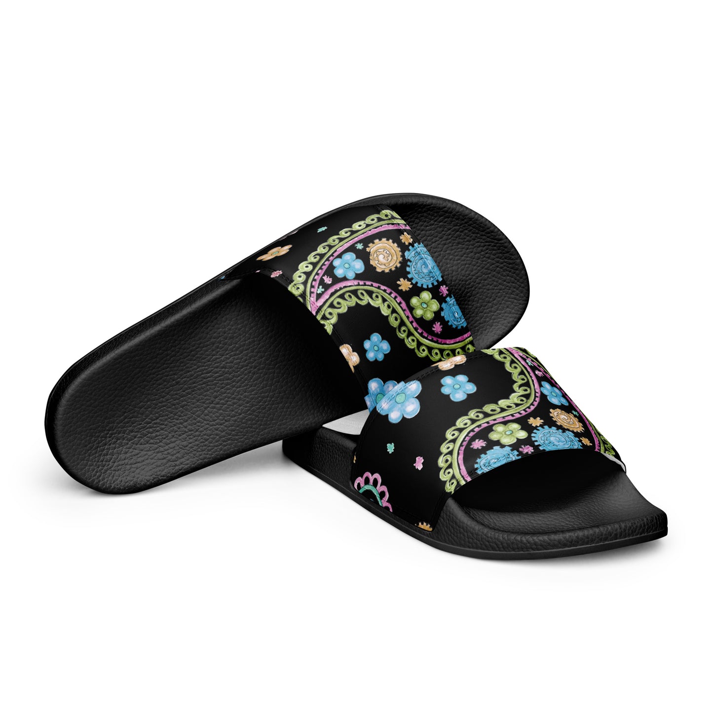 Black Flower Women's slides