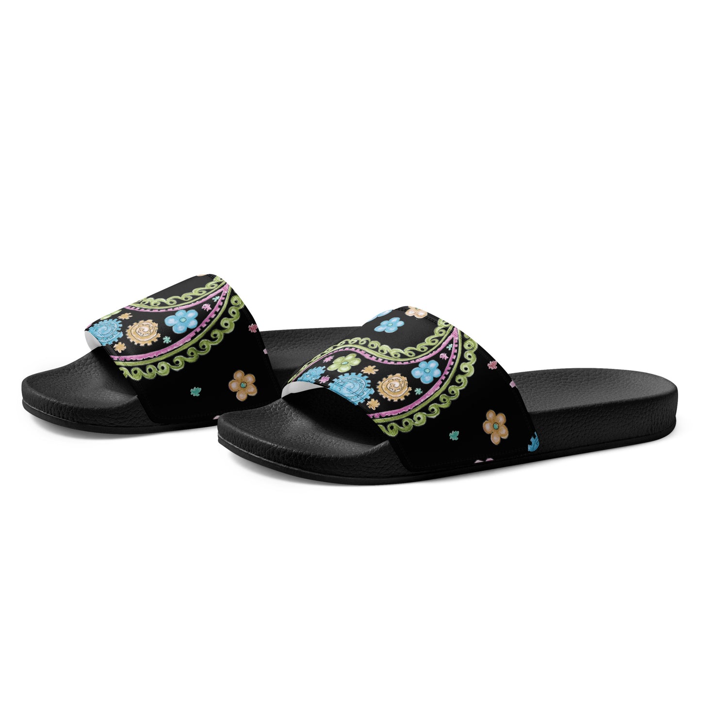 Black Flower Women's slides