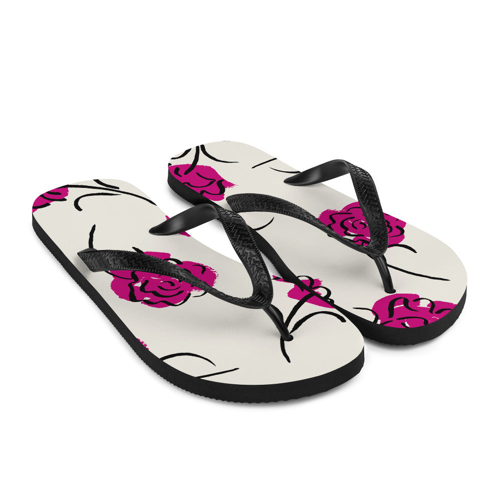 Pink Flower Flip-Flops