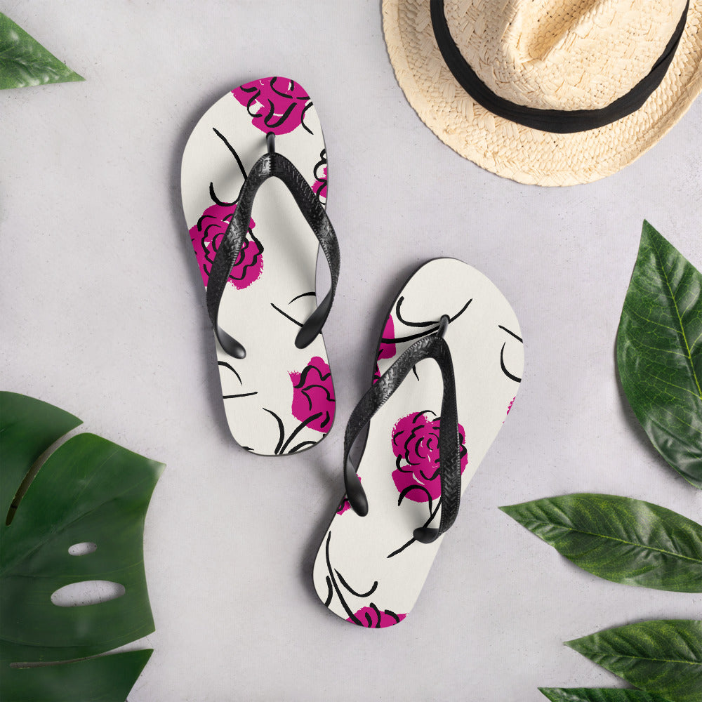 Pink Flower Flip-Flops