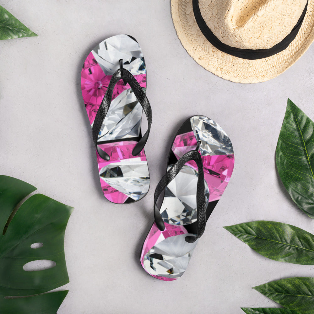 Pink & Clear Diamond Flip-Flops