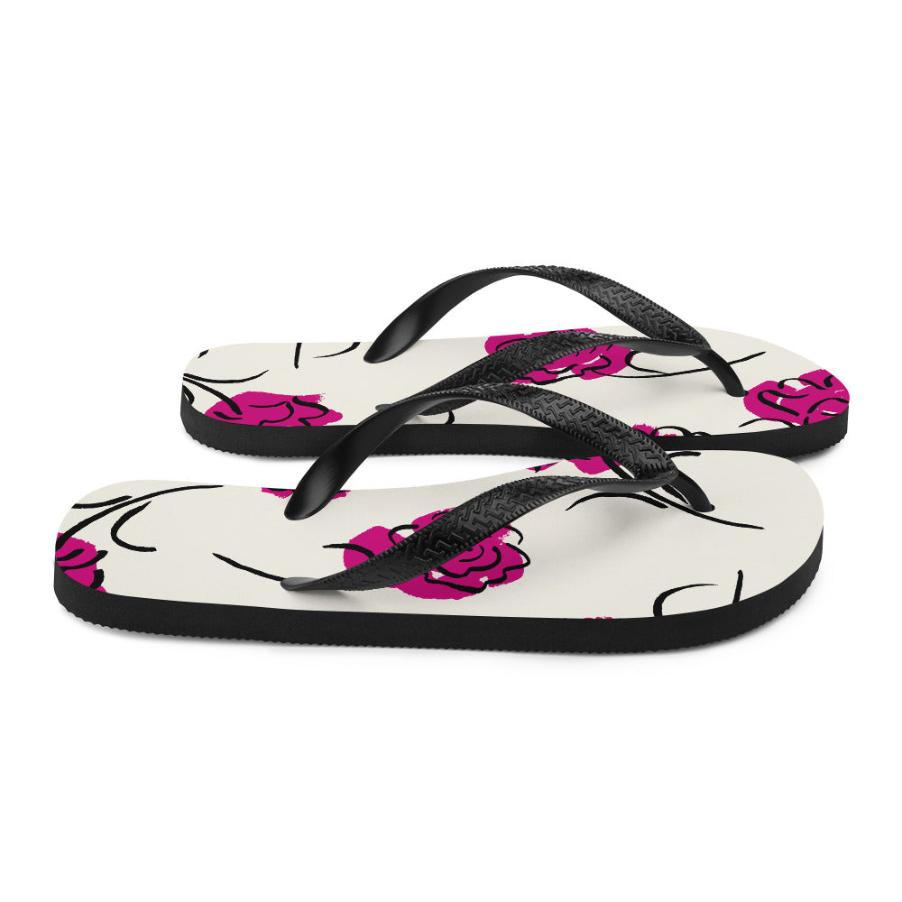 Pink Flower Flip-Flops